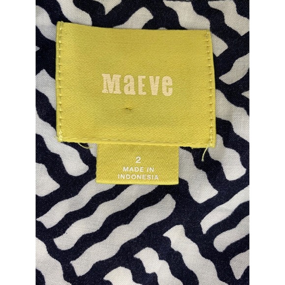 Maeve Anthropologie Navy White Geometric Button Front Tank Top Blouse Size 2 - Picture 7 of 8